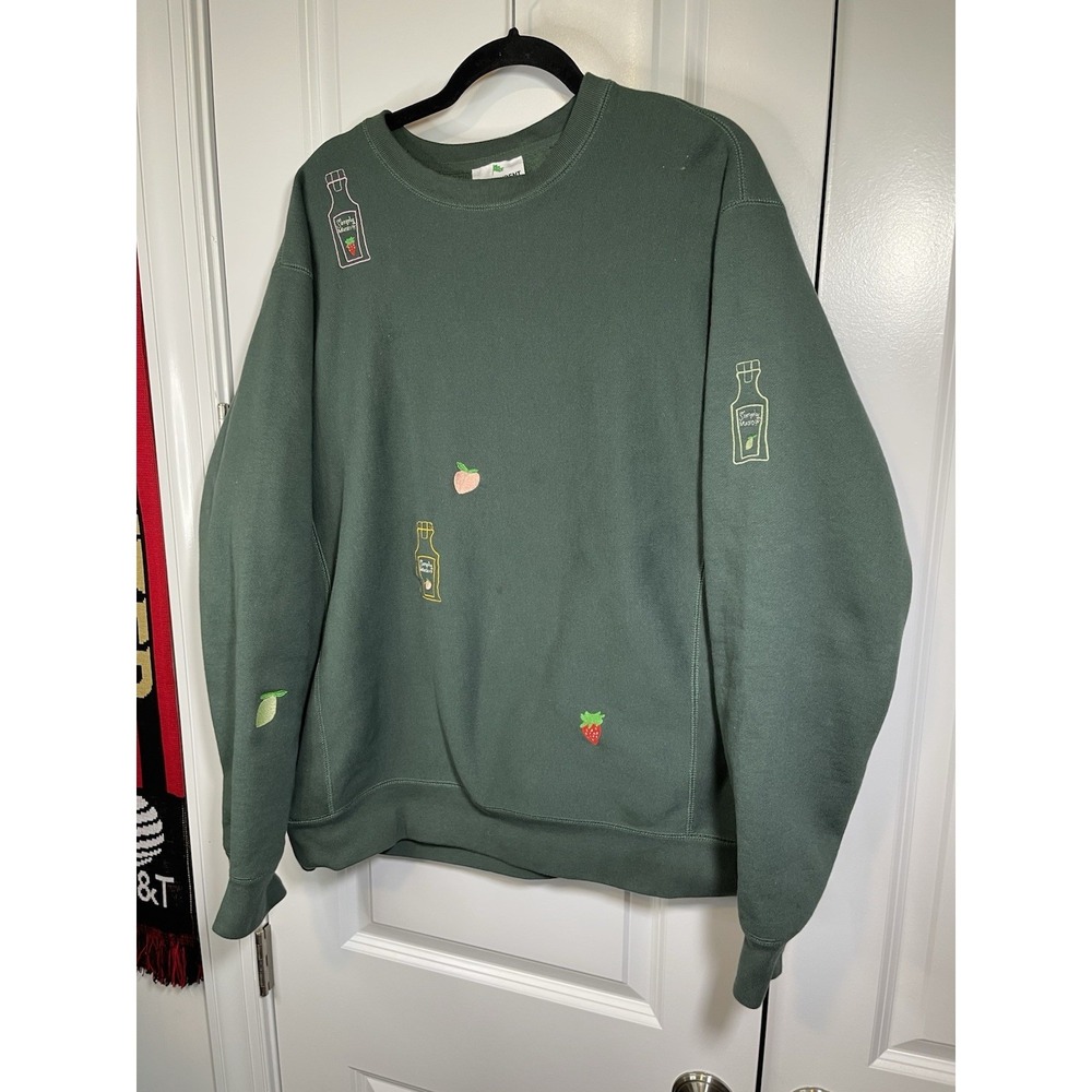 Simply Lemonade Embroidered Crew Neck Sweatshirt Green Size XL - Picture 2 of 11